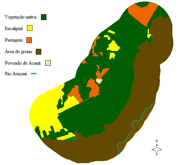 Mapa
temático da Estação Ecológica de Acauã e seu entorno, 2016.