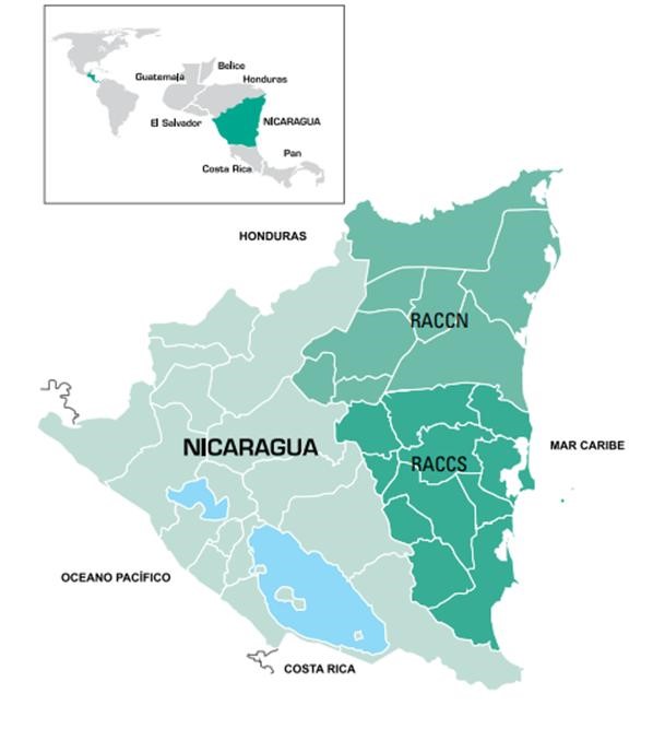 Ubicación de la RACCN Nicaragua