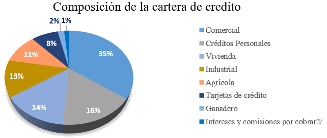 Composición de la cartera de crédito del sistema financiero en Nicaragua.