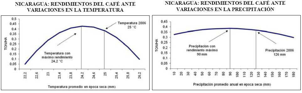 Rendimiento del café ante
variaciones de temperatura y precipitación.
