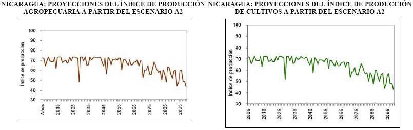 Proyección de los índices de
producción agropecuaria y de cultivo para escenario A2.
