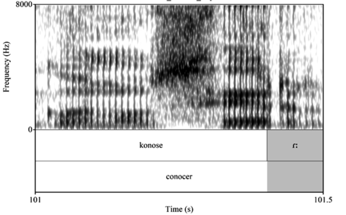 Espectrograma
de la palabra conocer en la muestra del L06