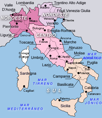 Principais regiões da Península Itálica