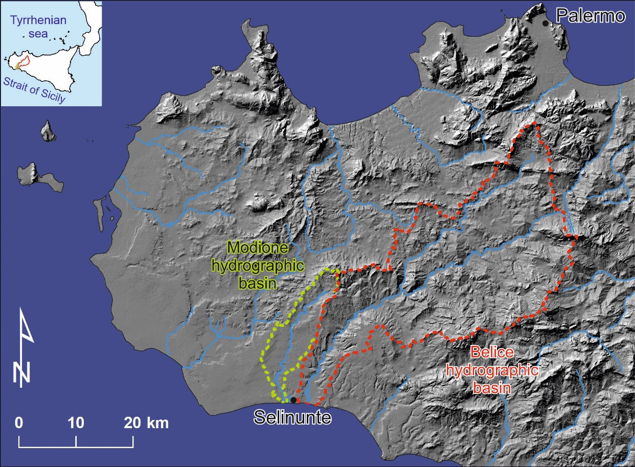  Digital
 Elevation Model of western Sicily with reconstruction of the Modione and
 Belice hydrographic basins