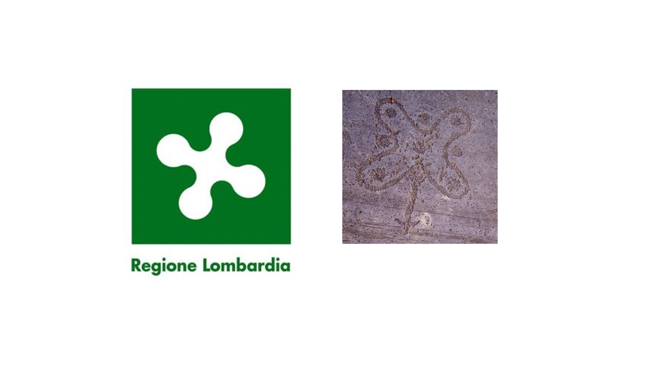 O
 brasão oficial da região Lombardia se inspira à imagem da Rosa Camuna,
 que se encontra em várias gravuras rupestres do Val Camônica. 