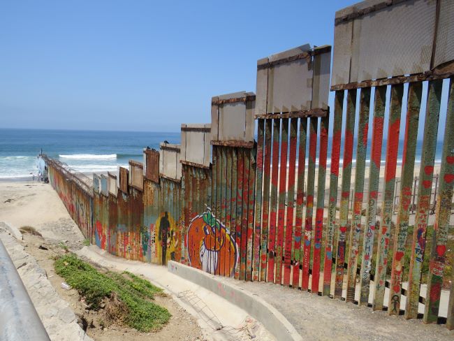 The
iconic Border Wall in Playas de Tijuana.