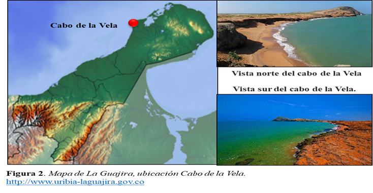 Mapa de La Guajira, ubicación Cabo de la Vela