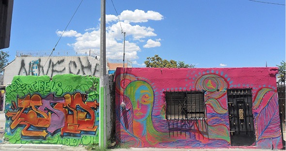 Piezas de grafiti y mural elaborados dentro del
proyecto Arte Urbano en la Melchor. 