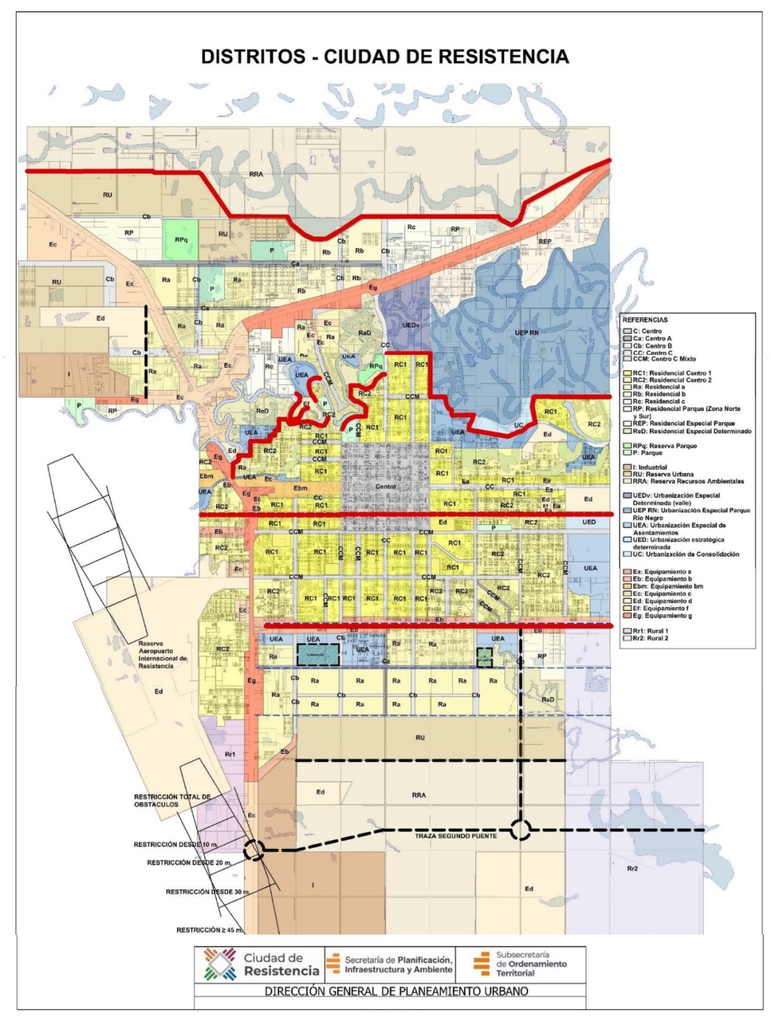 Actuales configuraciones de los bordes del ejido de Resistencia