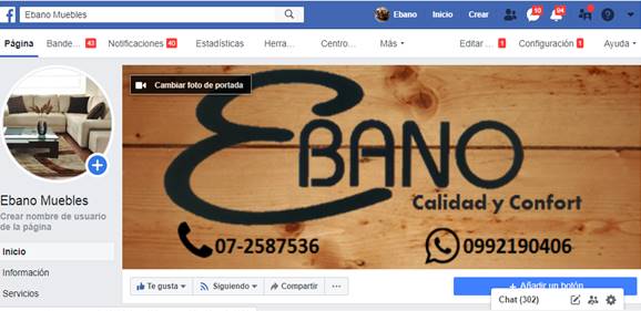 Página
Facebook Ébano Muebles.