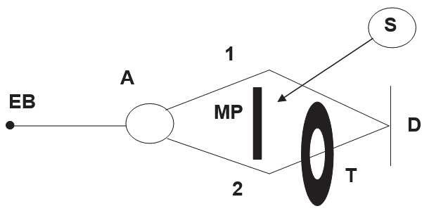  Schematic arrangement to reveal the magnetic
AB effect.