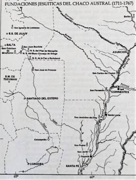 Ubicación de San Javier y otras reducciones en el Chaco austral
