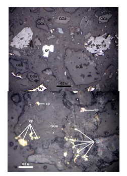 Figura 1. Análisis mineralógico de una muestra sobre una sección I