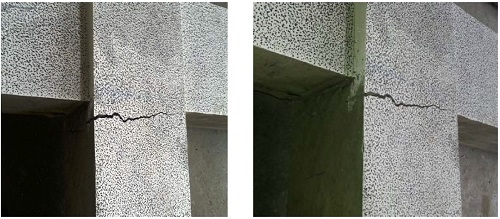 Cracking under concrete beams.