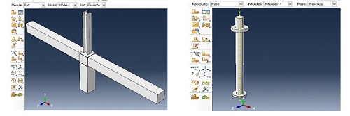 Concrete cylinders and anchor
bolts modeled in ABAQUS CAE software.