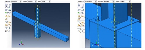 Concrete cylinders modeled in ABAQUS CAE software. 