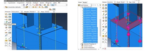 Contact surfaces in the mathematical model. 