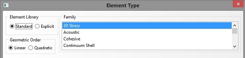 Type of finite elements used in the simulation. 