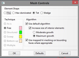 Finite elements selected for simulation.