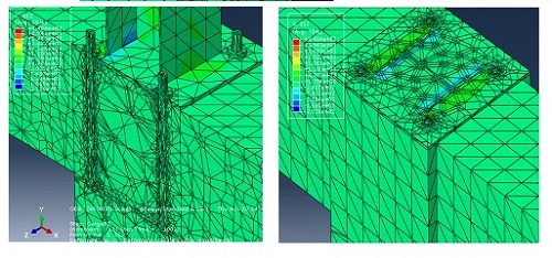Shear stresses in base plate and anchor bolts.