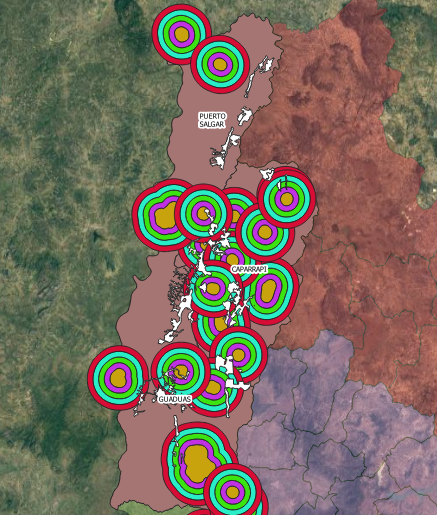 Areas of influence of populations and distribution areas