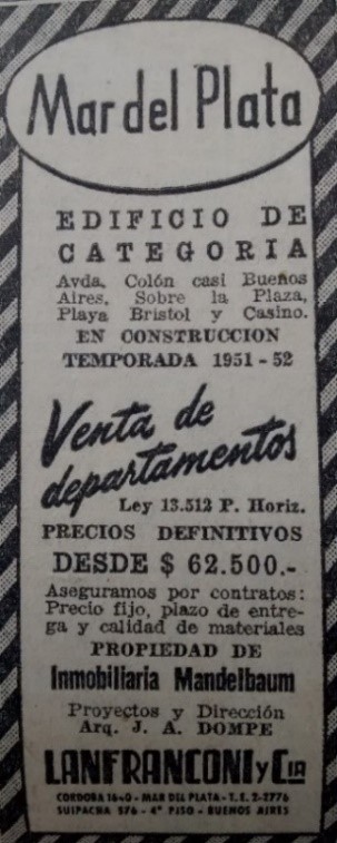 Publicidades
de edificios en venta en la prensa de Buenos Aires