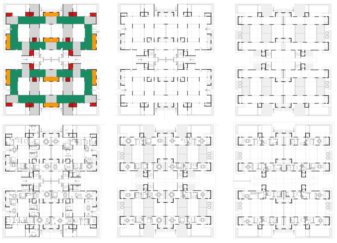 Organización
de la vivienda. Espacios flexibles y reconfigurables.
