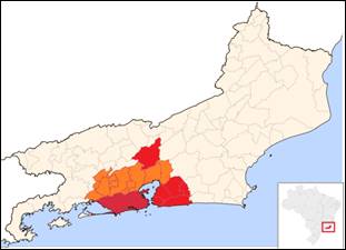 Territorial division of Rio de Janeiro Cities, RMRJ and Baixada Fluminense.