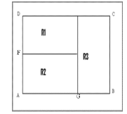 En la figura
  se asume que R1, R2 y R3 son rectángulos congruentes. ¿Cuánto mide AB, si BC=2m?    