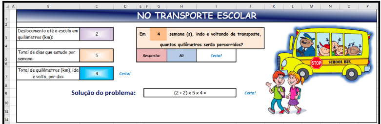 Exemplo de solução do problema “No
transporte escolar”