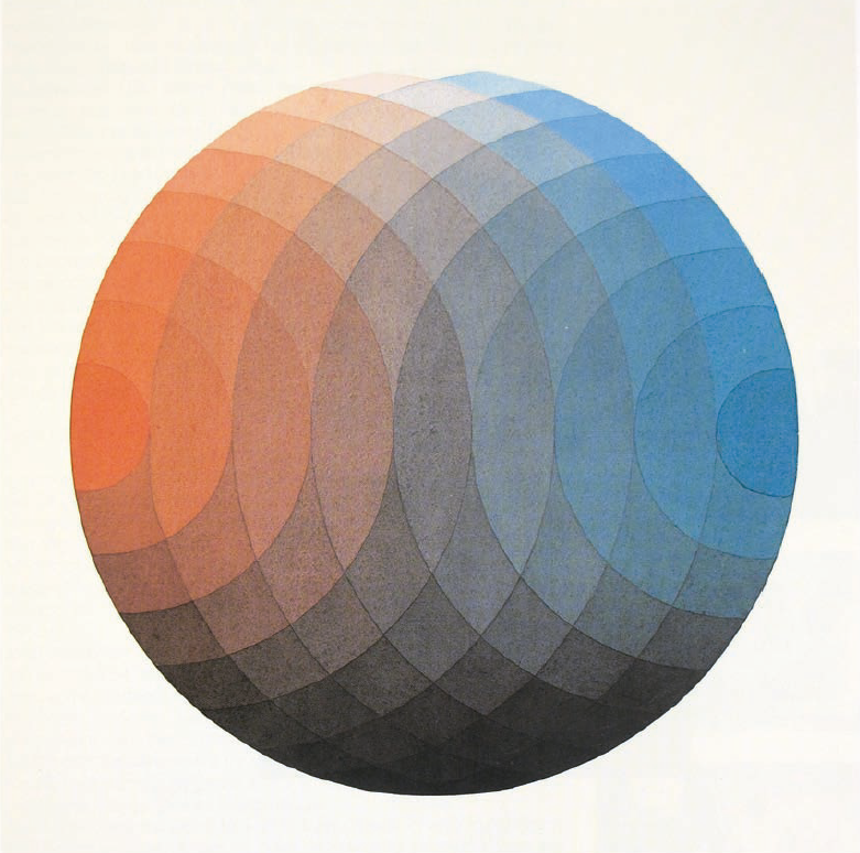 Trabajo expuesto en los paneles: estudio de color, realizado por Helmut Müller-Kühn en el curso de Helene. 