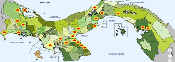  Mapa
  ubicación de los sitios de muestreo