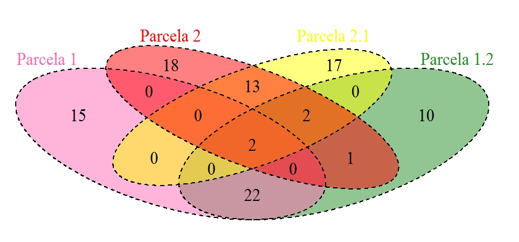 Número
de especies compartidas entre parcelas