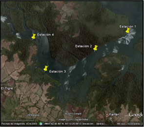 Mapa del Golfo. Localización de las estaciones