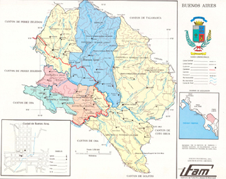  Mapa del cantón de Buenos Aires, Puntarenas.