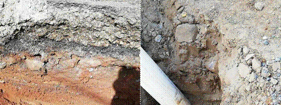  Rastro del empedrado debajo de calle Segunda de Santiago
de Veragua, trabajos de Alcantarillado de la ciudad. 