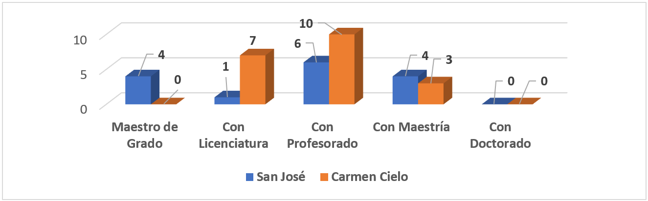  Nivel
académico de los docentes que respondieron el cuestionario de los Centros
Educativos seleccionados
