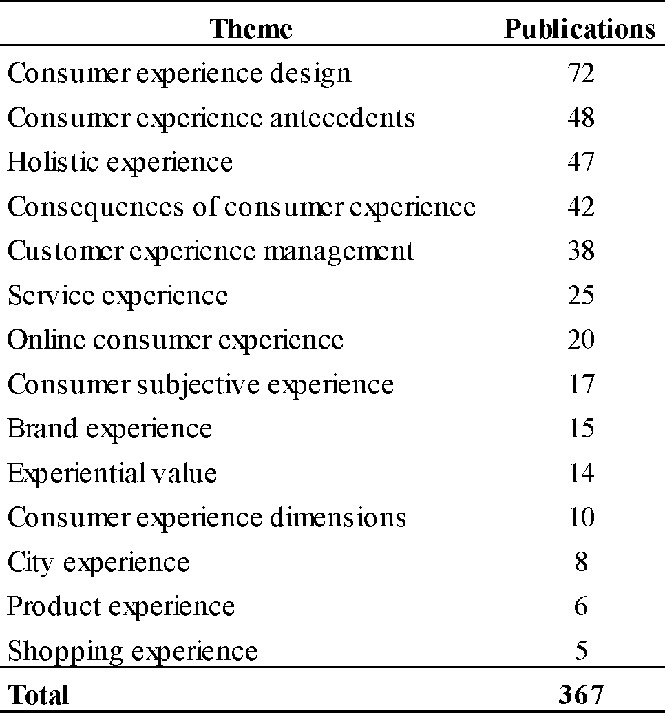 Main themes developed under consumer experience