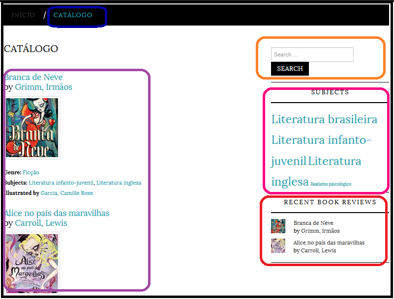 P&aacute;gina inicial do cat&aacute;logo bibliogr&aacute;fico 2.0.