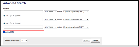 Tela inicial de busca avan&ccedil;ada.