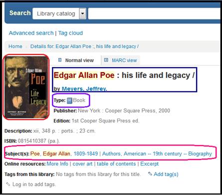 Exemplo de registro bibliogr&aacute;fico em OPAC 2.0