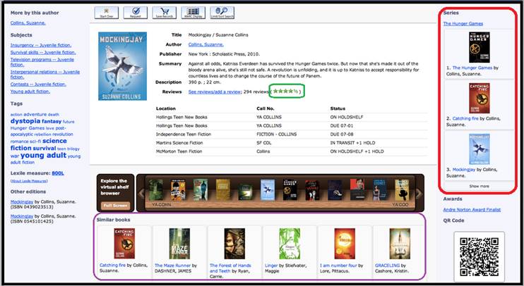 Exemplo de recomenda&ccedil;&atilde;o e avalia&ccedil;&atilde;o em OPAC 2.0.