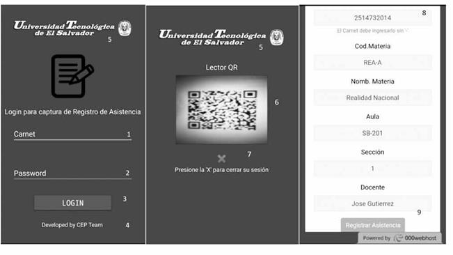 Interfaz de aplicación móvil para que el estudiante registre su asistencia
