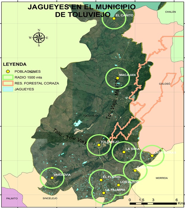 Mapa de los jagüeyes del municipio de Toluviejo,
Sucre