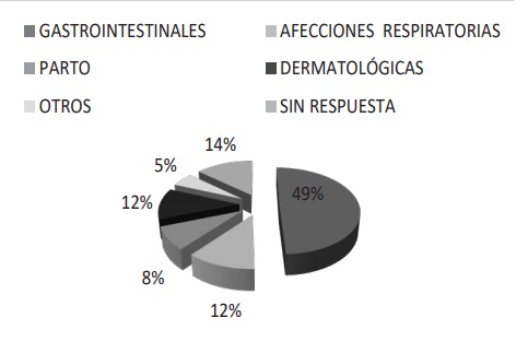 Principales afecciones para la utilización de plantas 
medicinales en comunidades indígenas.