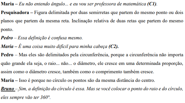 Diálogo - o
problema conceitual do ângulo