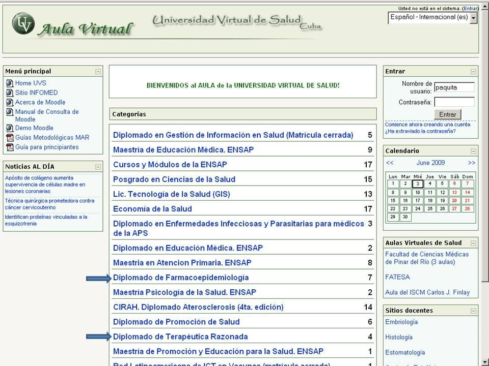 Diplomados dirigidos a la red de Farmacoepidemiolog&iacute;a
con modalidad a distancia en el aula de la UVS, a&ntilde;os 2007 a 2010