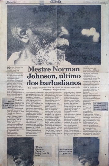 Matéria de jornal: Último dos Barbadianos