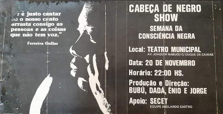 Convite do projeto Cabeça de Negro