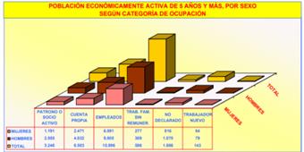 PEA de 5 años y más por sexo según categoría
de Ocupación